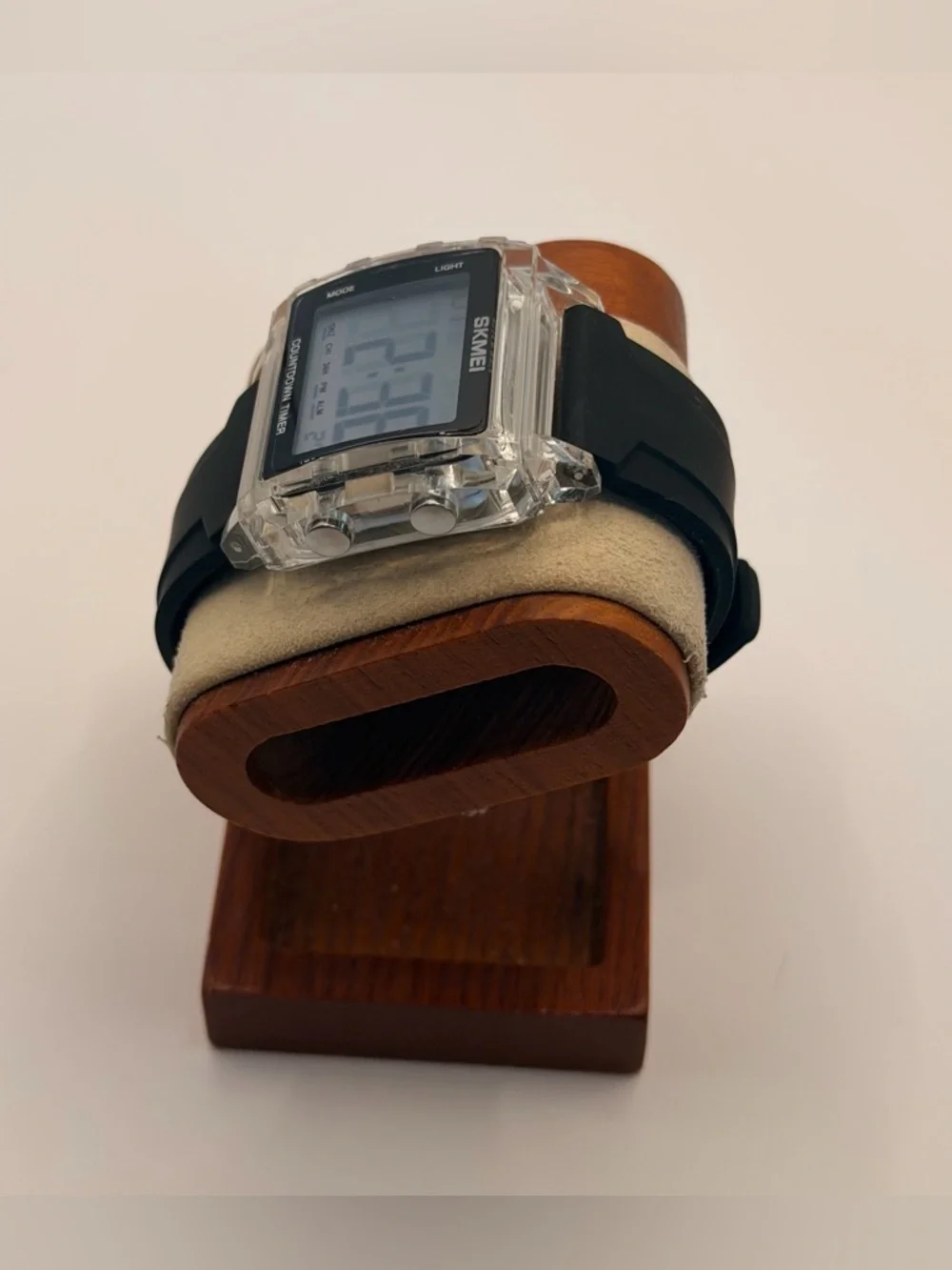 SKMEI Square Watch Transparent Case, New, Silicone Black Band